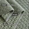 WARMDERN Luxury Velvet Quilt Set King Size, Cross Stitch Quilts Striped Bedding Set, Soft Lightweight Bedspread and Coverlet with 2 Pillow Shams for All Season, Green, 106" x 96" - Image 6