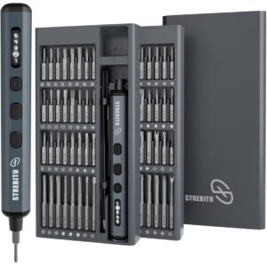 Mini Electric Screwdriver Set, 70-in-1 Max Precision Electric Screwdriver Kit with Lights, 5 Upgraded Torque Levels, 64 Magnetic Bits