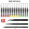 STREBITO 19-Piece Small Screwdriver Set, Mini Precision Screwdriver Set with Case, Phillips, Slotted, Torx, Tweezers, Precision Screwdriver Kit for Eyeglass, Watch, Jeweler, Computer, Laptop, Phone - Image 3