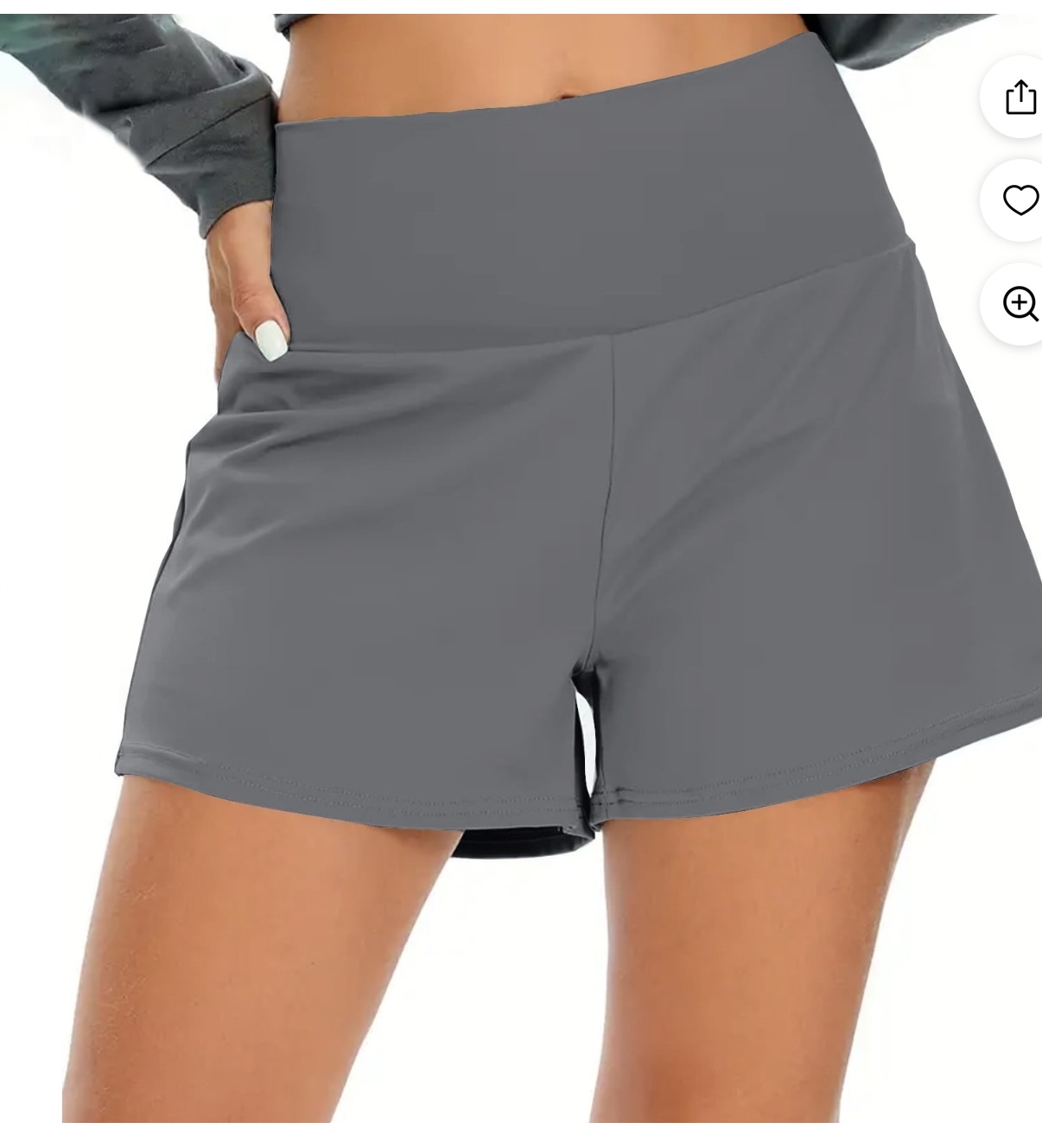 black high-waisted seamless athletic shorts - 图片 2